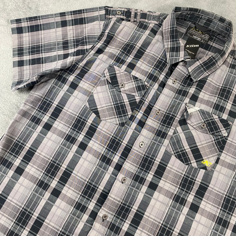 Klim Mens XL Downtime Plaid Button Up Shirt Gray Short Sleeve Casual Lifestyle